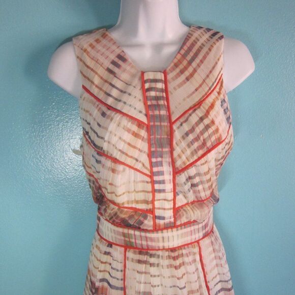 Adelyn Rae Womens Size L Summer Sleeveless Short Dress Cream & Orange Rear Zip - Picture 8 of 11